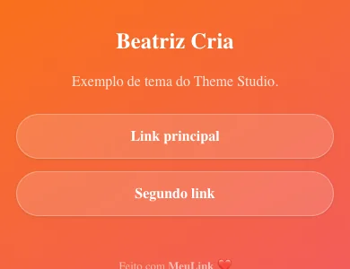 Tema Creator do editor de Bio do MeuLink