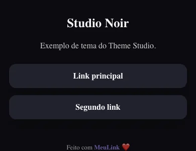 Tema Dark do editor de Bio do MeuLink