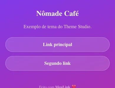 Tema Gradient do editor de Bio do MeuLink