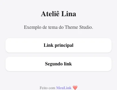Tema Minimal do editor de Bio do MeuLink
